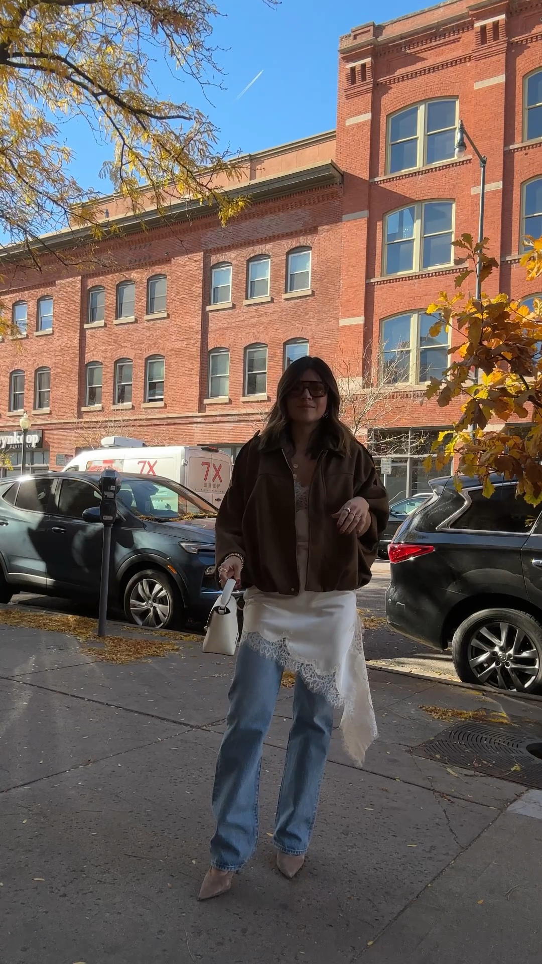 How beautiful is this lace trim top?! I’m so in love with it! Especially with the color, it’s so feminine and chic! 
Top size small
Jacket size small
Jeans size 25

#LTKCyberWeek #LTKHoliday #LTKootd