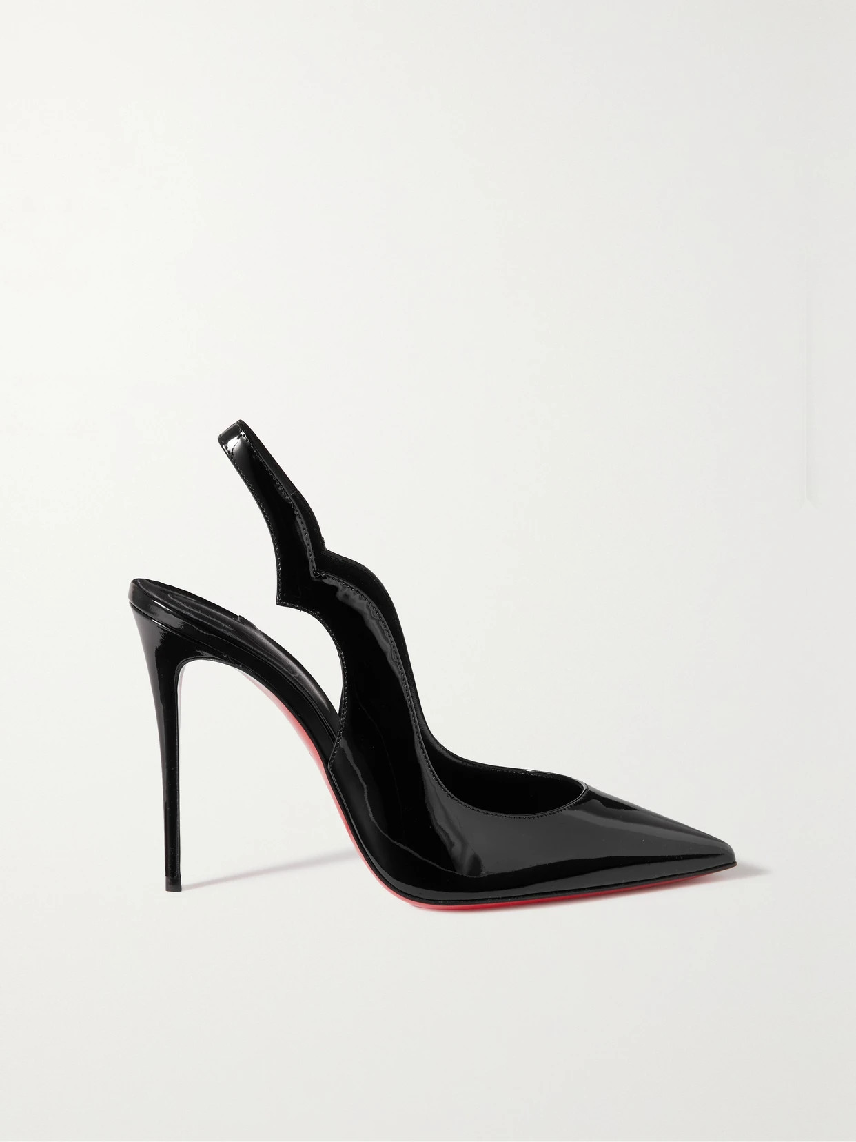 Christian Louboutin - Hot Chick Sling 100 Patent-leather Slingback Pumps - Black | NET-A-PORTER (US)