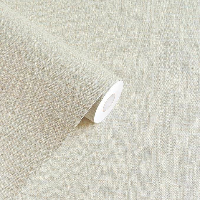 Yancorp 10ft Textured Fabric Cream Wallpaper Faux Grasscloth Beige Peel and Stick Self-Adhesive L... | Amazon (US)