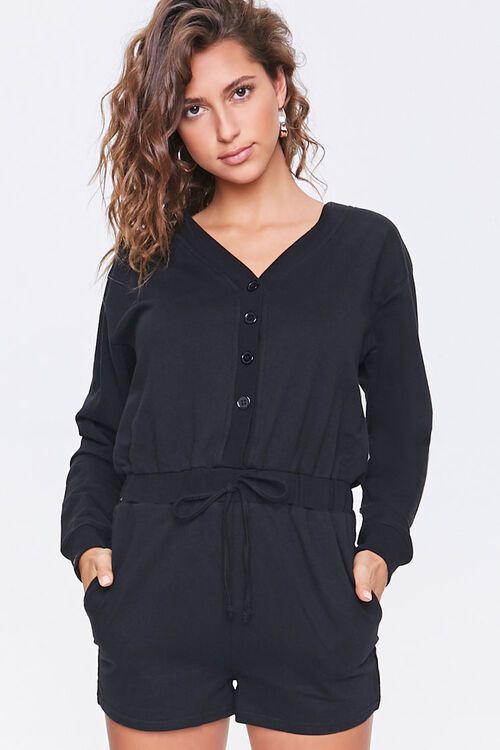 Buttoned Drop-Sleeve Romper | Forever 21 (US)