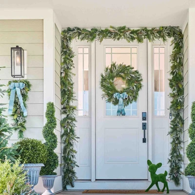 Seeded Eucalyptus & Christmas Pine Winter Holiday Mantle Garland Table Runner | Darby Creek Trading