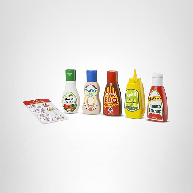 Melissa & Doug 5-Piece Favorite Condiments Play Food Set Play Ketchup and Mustard Bottles, Preten... | Amazon (US)