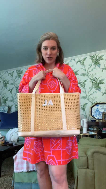 Loving this darling summer tote! Gonna be my grab and go when I need a tote this summer. Caning, lined in plastic, easy to clean, and a monogram! Use dixon for discount too! 

#LTKSeasonal #LTKTravel #LTKFindsUnder100