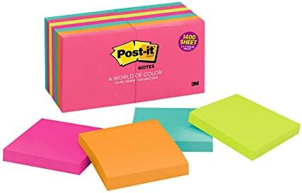 Post-it Notes, 3x3 in, 14 Pads, America's #1 Favorite Sticky Notes, Cape Town Collection, Bright ... | Amazon (US)