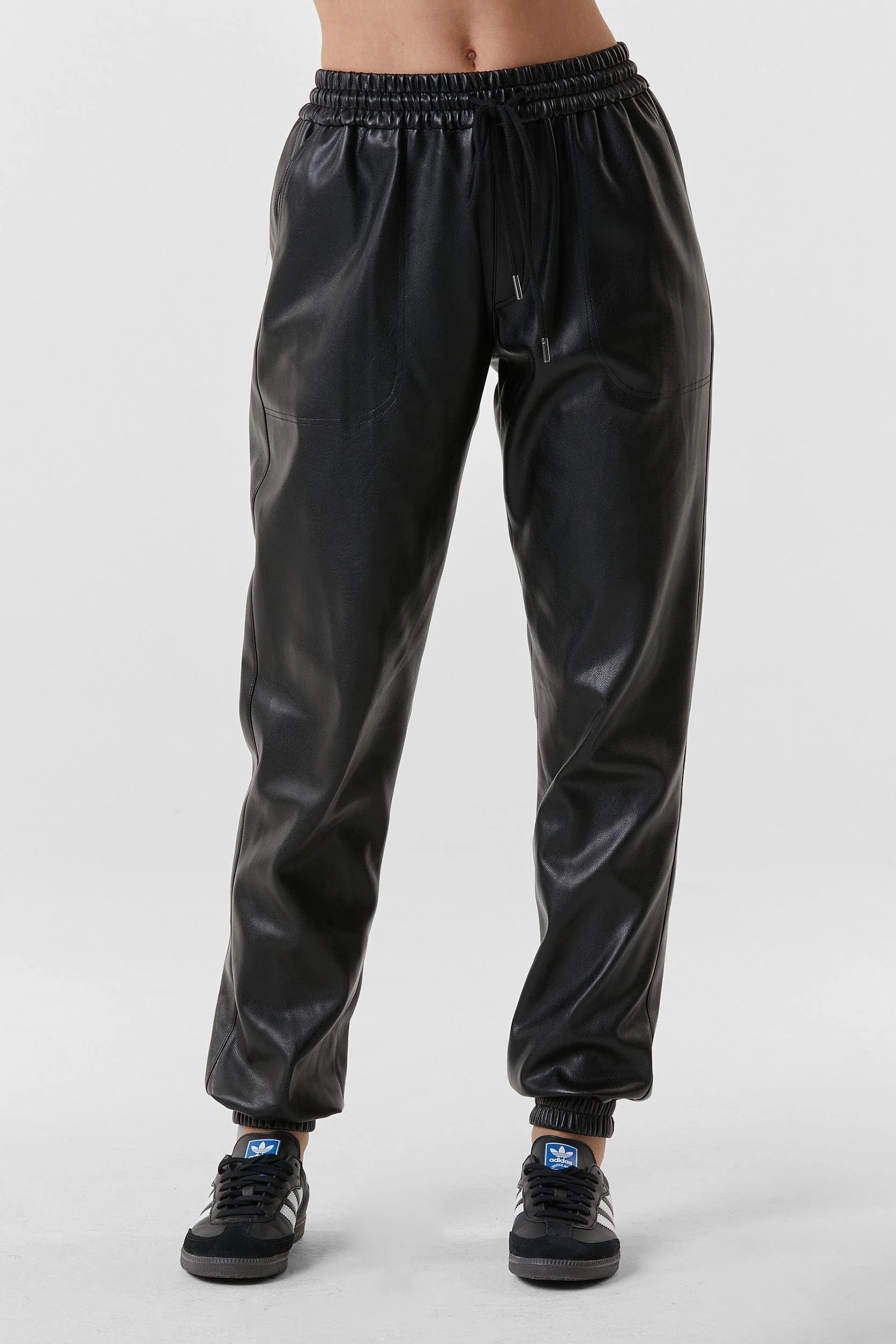 Midnight Jogger - Black Faux Leather | The Noli Shop