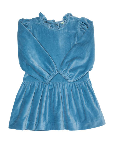 Blue Velvet Drop Waist Dress | Grace and James Kids