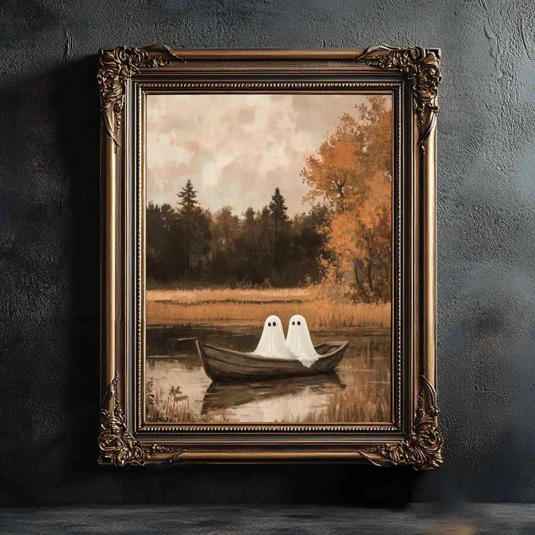 Ghosts in a Boat Digital Wall Art Print, Spooky Ghost Picture, Halloween Dark Academia Print, Hal... | Etsy (US)