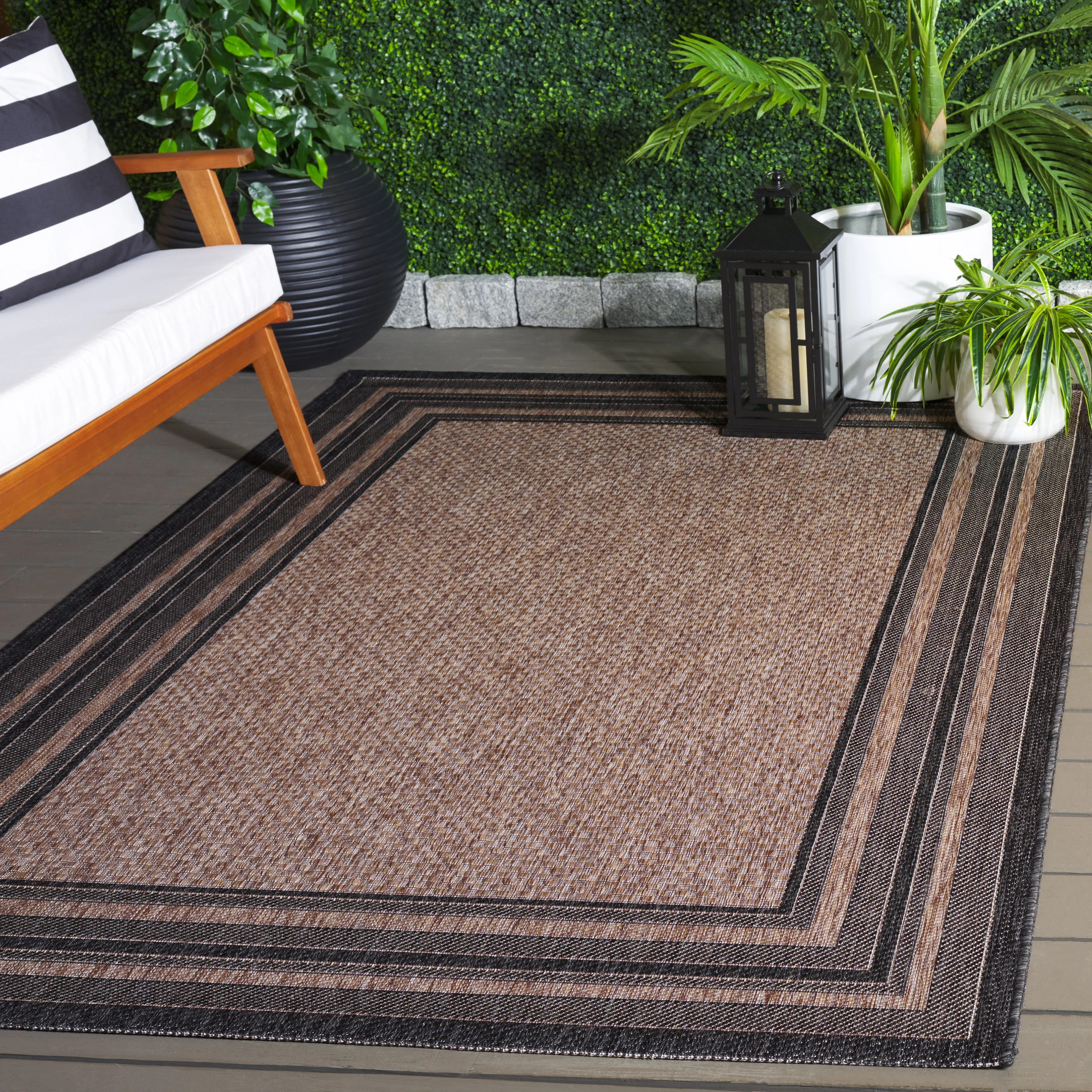 Safavieh Courtyard Ercan Bordered Indoor/Outdoor Area Rug, Ivory/Navy, 8' x 10' | Walmart (US)