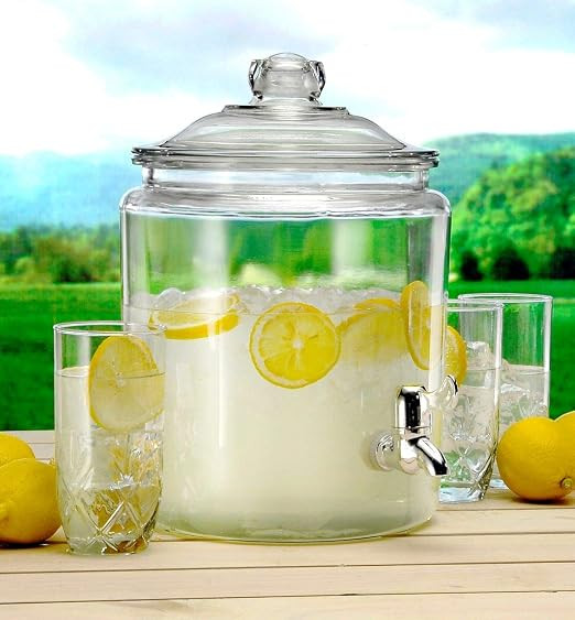 Anchor Hocking 2 Gallon Heritage Hill Beverage Dispenser with Lid (2 piece, all glass, dishwasher... | Amazon (US)
