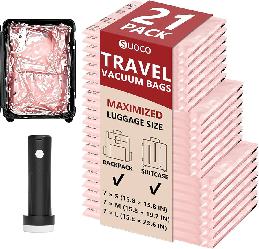 Compression Packing Cubes Organizer Storage for Luggage Suitcase, Space Saver Seal Bags for Vacat... | Amazon (US)