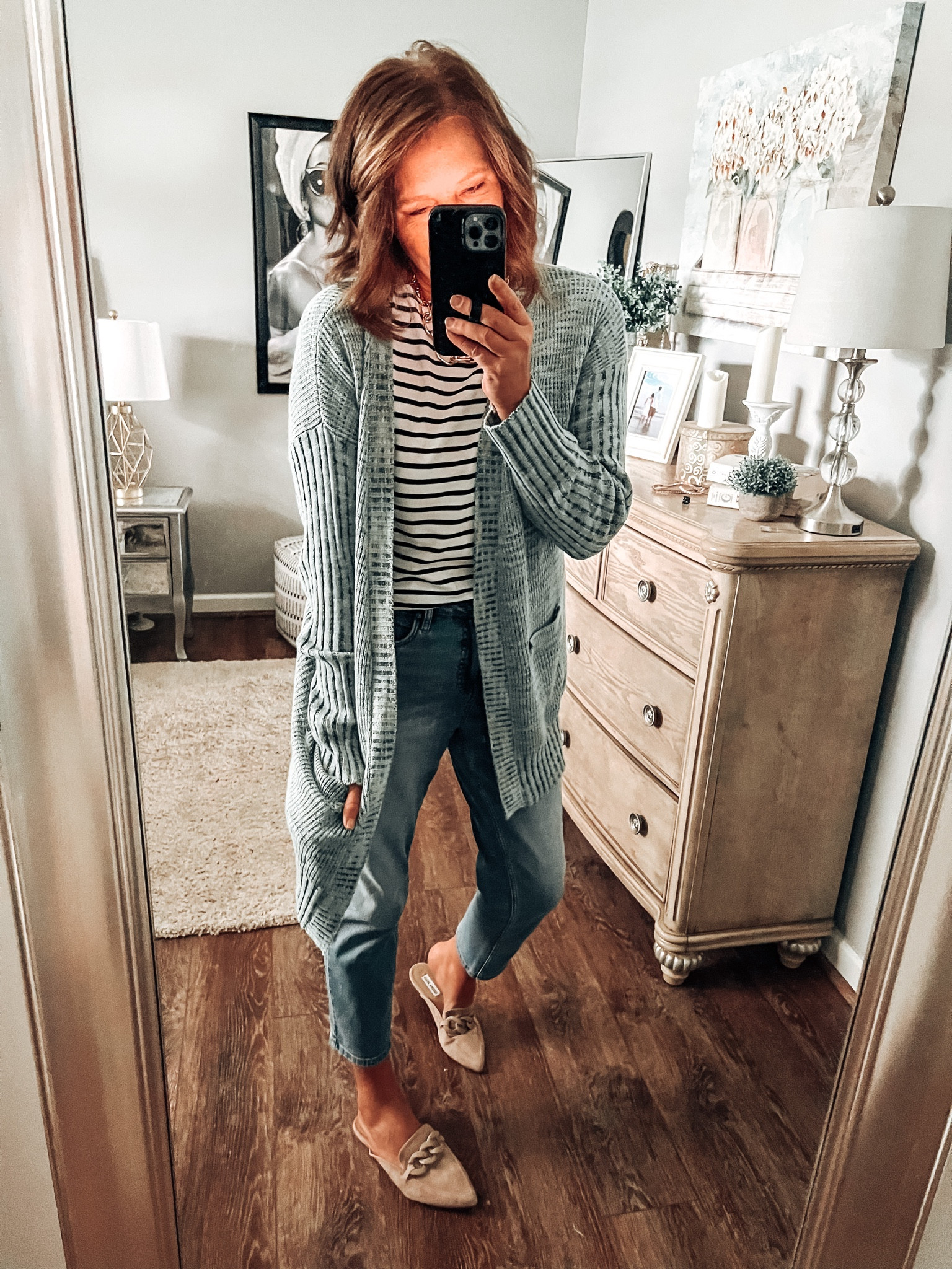 Target cardigan, amazon striped 3/4 tee, cropped ankle jeans, Steve Madden mules. 

Sale, target sale, target fashion, target style, target finds, jeans, amazon finds, amazon, fall outfit, fall trends, cardigan, fashion over 40

#LTKsalealert #LTKstyletip #LTKunder50