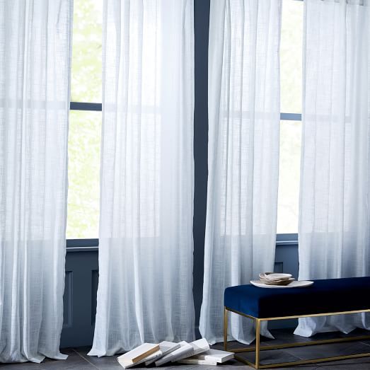 Sheer Crosshatch Curtains (Set of 2) - White | West Elm (US)