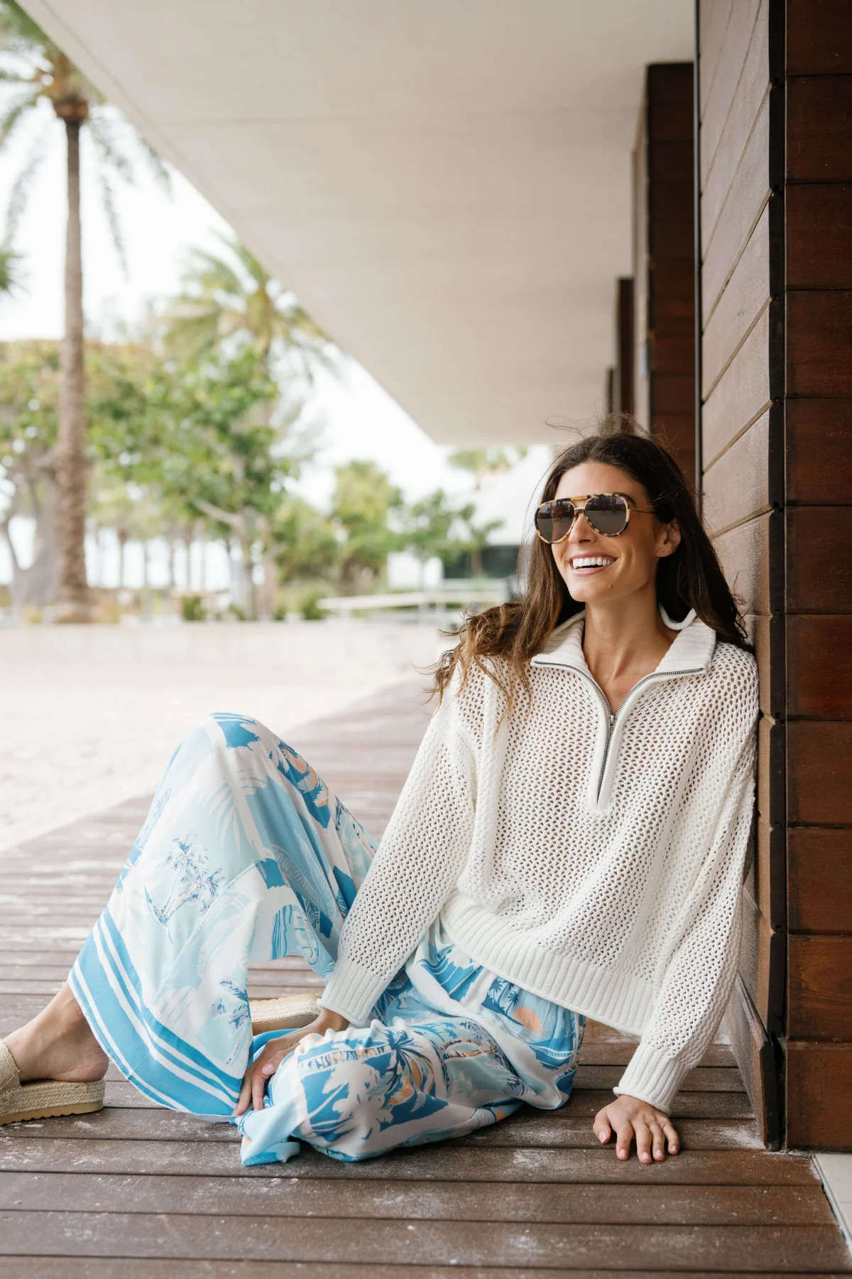 Vintage Havana Open Knit 1/4 Zip Sweater | Social Threads