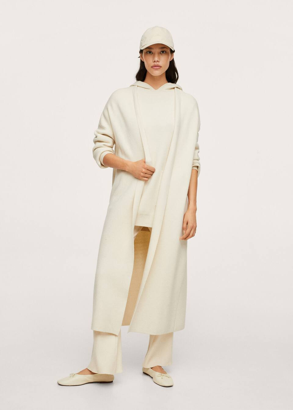 Knit Long Coatigan, White Coatigan, White Cardigan Coat, White Cardigan, White Long Cardigan | MANGO (US)