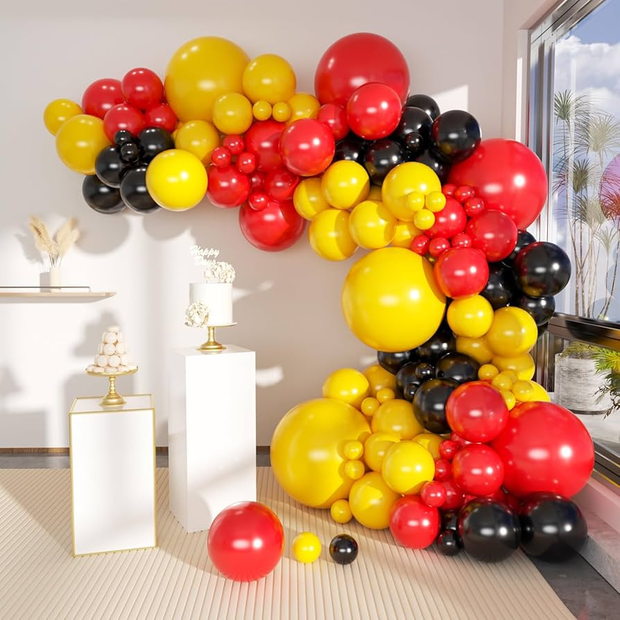 MEBAY Red Yellow Black Balloons Arch Kit, 156Pcs Matte Latex Balloon Different Sizes 18 12 10 5 I... | Amazon (US)