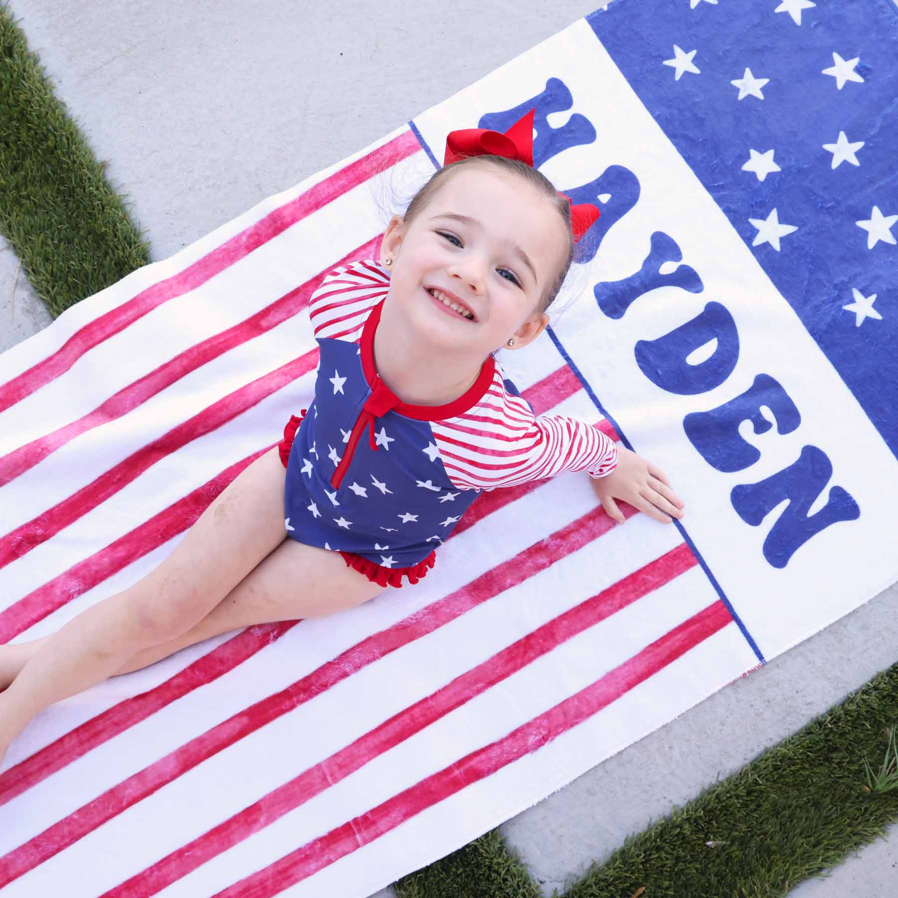 Star-Spangled Summer Personalized Kids Beach Towel | Caden Lane