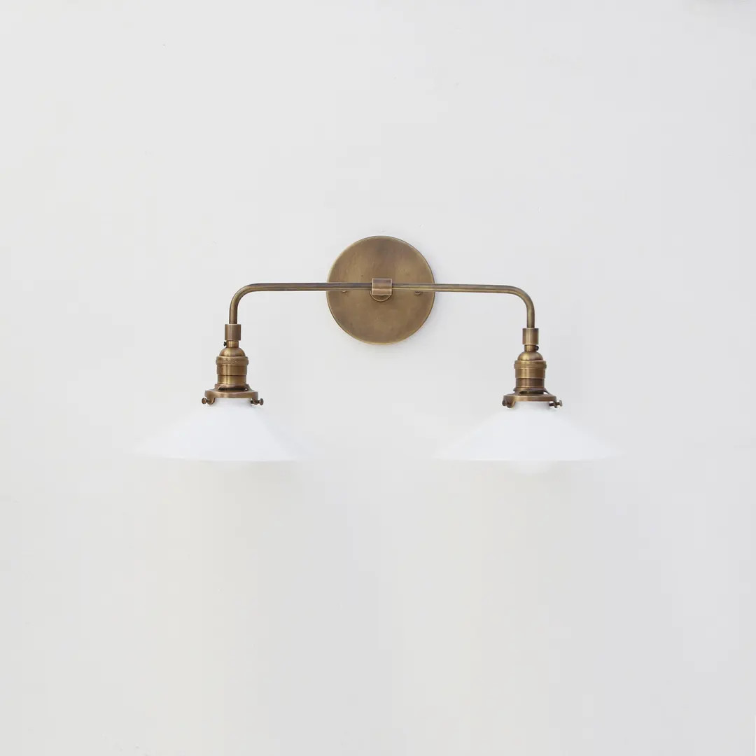 Industrial Brass Wall Sconce Light, Brass Wall Sconce  Light With Shade, Double Shade Wall Sconce... | Etsy (US)