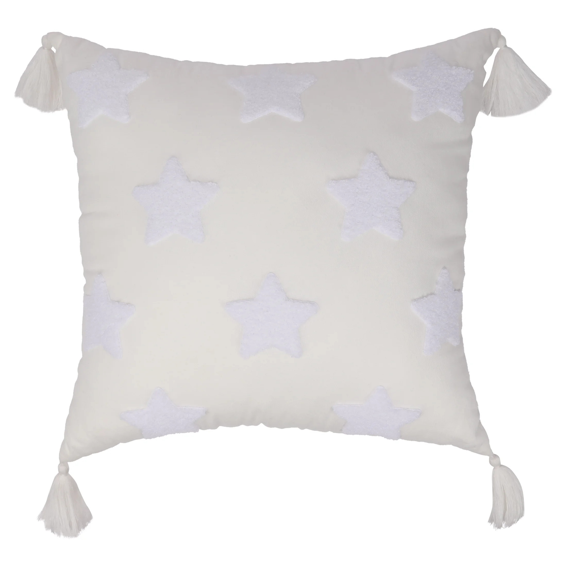 Way To Celebrate White Star Decorative Pillow With Tassels, 18" x 18" | Walmart (US)