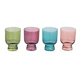 Creative Co-Op Hand Blown Footed Drinking Glasses, 6 Ounces, 4 Assorted Colors Glassware, Multi | Amazon (US)