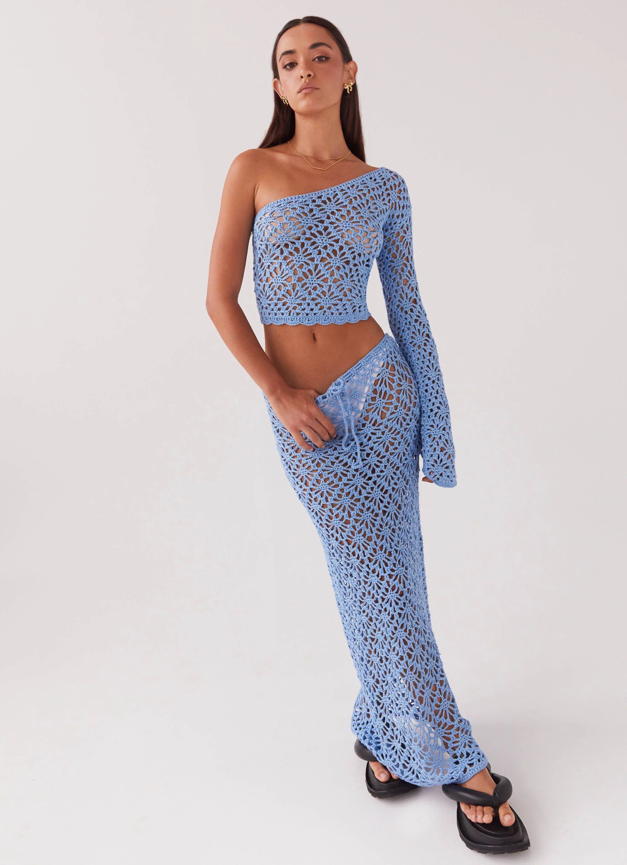 Merliah Crochet Maxi Skirt - Blue | Peppermayo (Global)