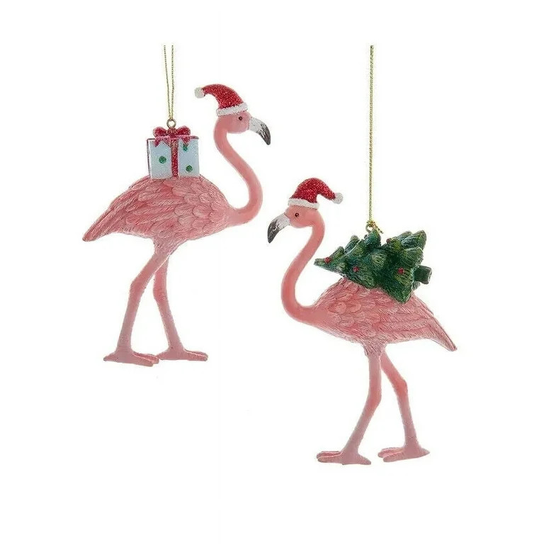 Set of 2 TROPICAL FLAMINGO In Santa Hats Christmas Ornaments, by Kurt Adler | Walmart (US)