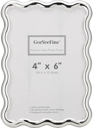 4x6'' Silver Heavy Duty Photo Frame,Wave Design High-End Zinc Alloy Picture Frames 6x4'',Fashiona... | Amazon (US)
