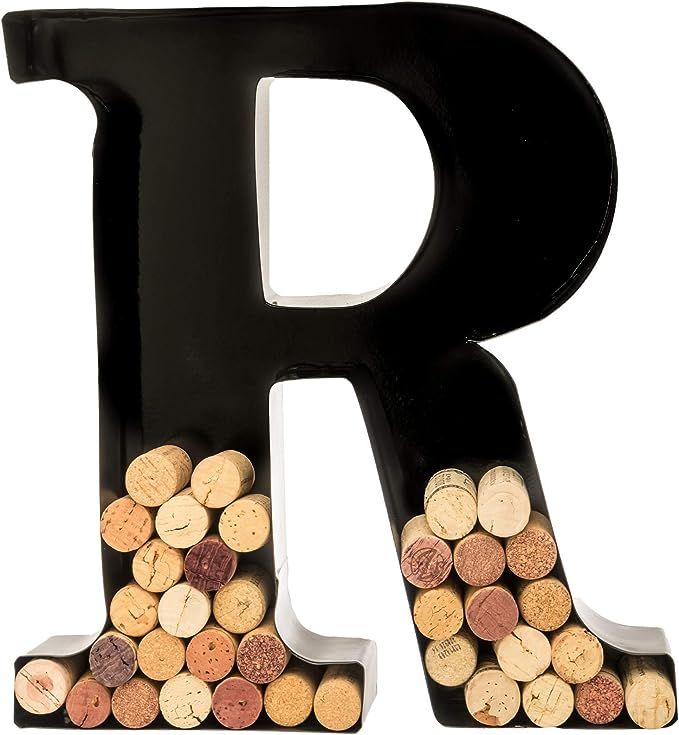 Wine Cork Holder - Metal Monogram Letter (R), Black, Large | Wine Lover Gifts, Housewarming, Enga... | Amazon (US)
