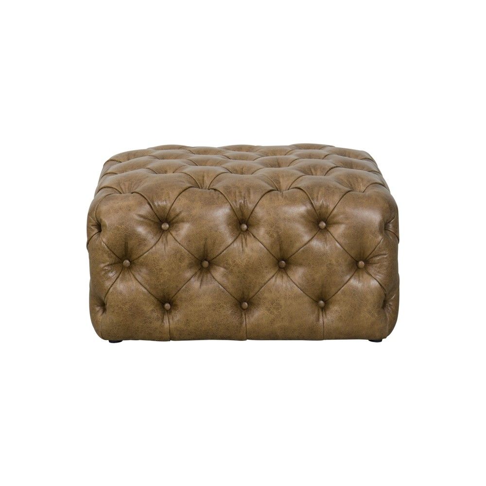 Large Square All Over Tufted Ottoman Faux Leather - HomePop | Target