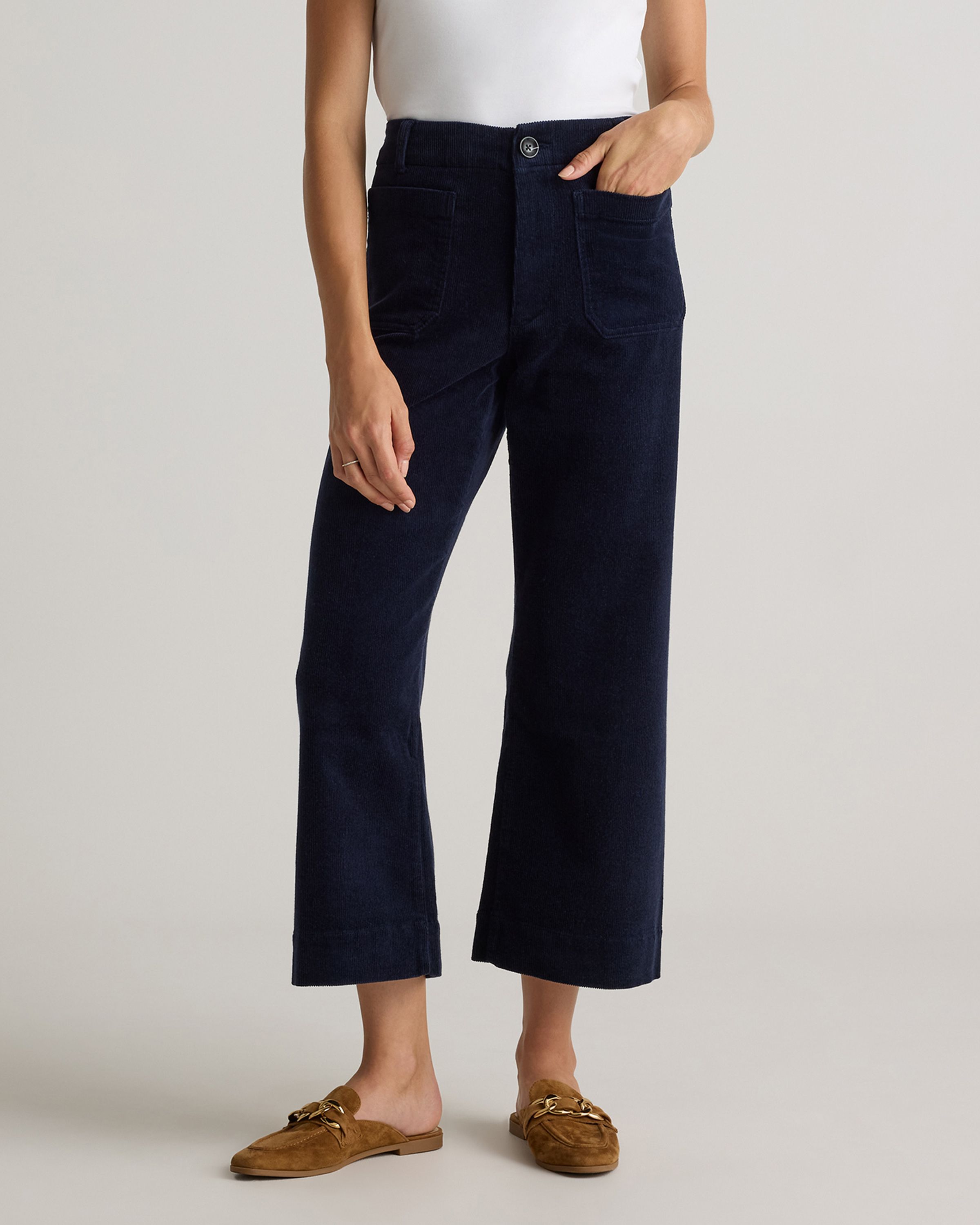 Organic Stretch Corduroy Cropped Wide Leg Pants | Quince