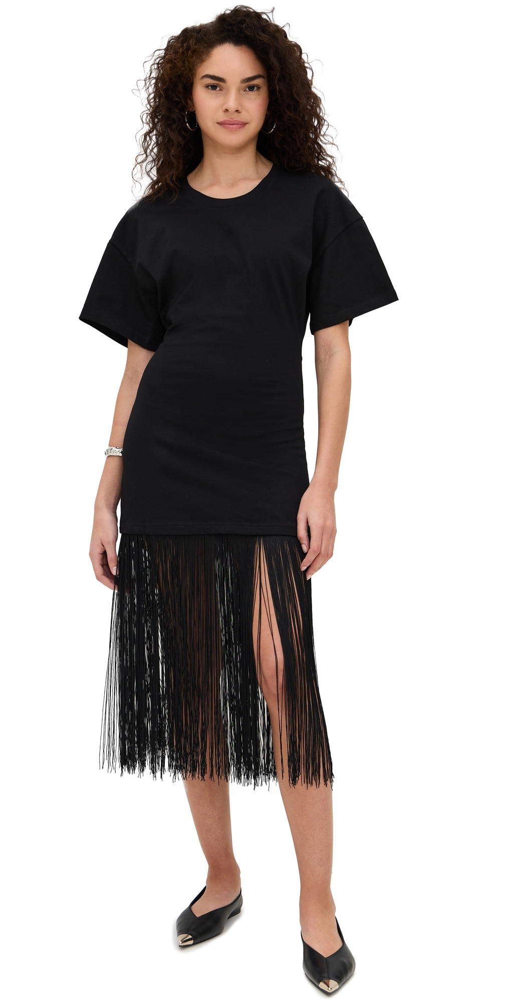 Pixie Market Fringe Cotton Tee Dress Black S | Shopbop