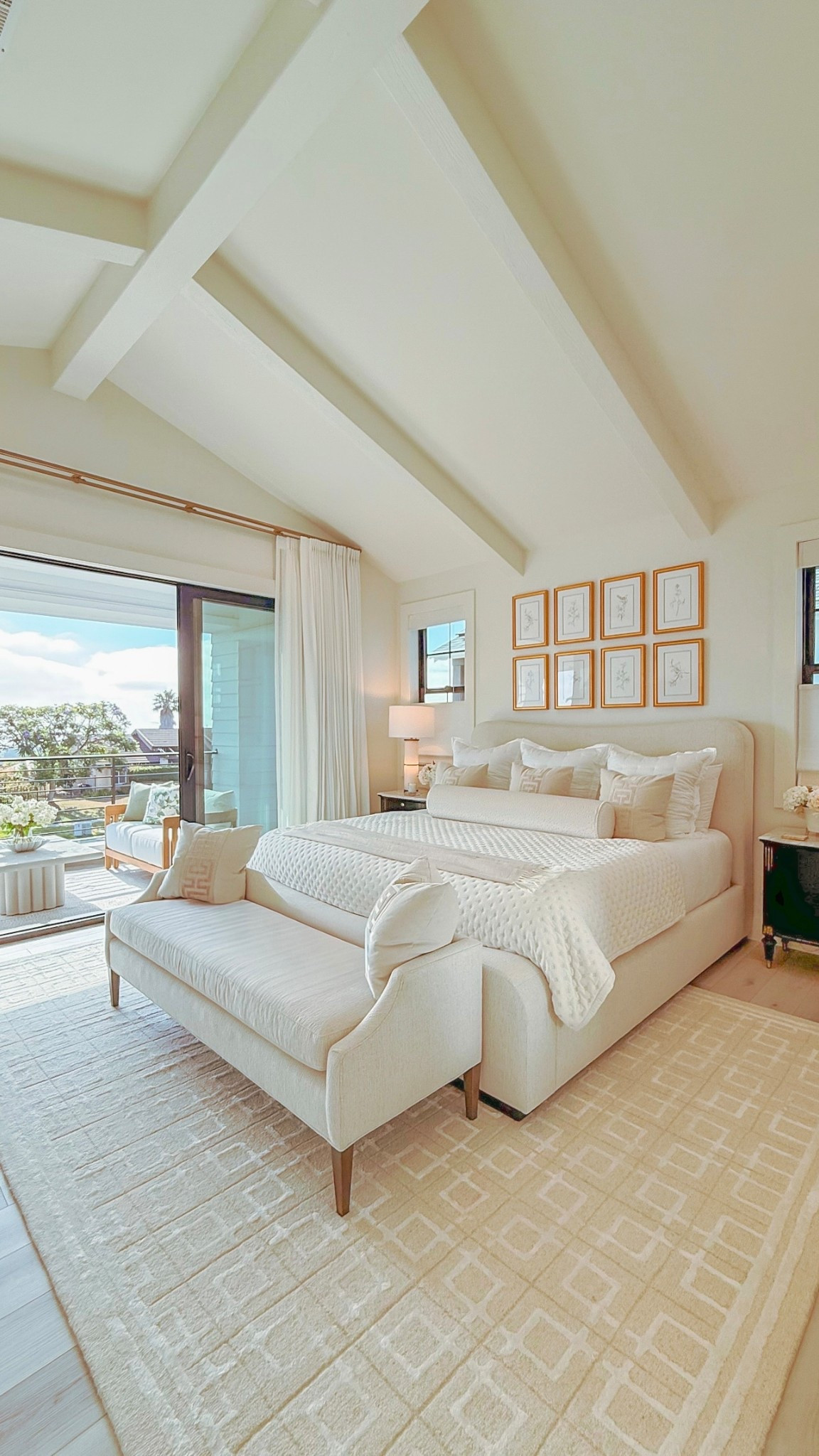 Bedroom sources 🤍

We’re in love with our upholstered bed and bench from Frontgate! The fabric we chose in both pieces is ‘Coconut Gowan Inside Out Performance’ fabric. Love the neutral light tone and the softness of the fabric. Performance fabric makes it so easy to keep everything clean. 

The gold frame black and white botanicals are a new favorite. They will go with every color and style..

The alabaster lamps have a dimmer as well as lights on the inside of the base. They give off the perfect glow at night. I love them so much I’ve also ordered them for our guest bedroom. 

The black Regency bedside tables with marble top are so beautiful and pick up the black in our gallery wall. 👏🏼 

The 8 drawer dresser is the perfect size for our niche. I switched the drawer pulls to a brass to match the room and my nightstands  

The curved floor mirror is gorgeous. The gold frame is made of wood and I love that it reflects our ocean view. 

The gorgeous geometric rug is a combination of ivory and cream. Soft and luxurious. Perfect for a bedroom. ✨


#LTKHome #LTKSaleAlert