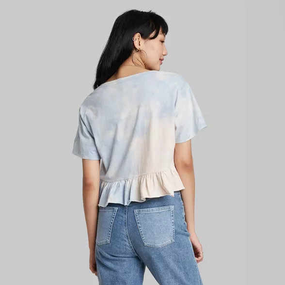 Women's Short Sleeve V-Neck Peplum Cropped T-Shirt - Wild Fable™ | Target