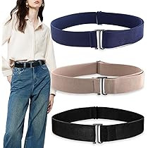 3 Pack No Show Elastic Stretch Belts for Women and Men, Invisible Strap Belt with Flat Buckle for Jeans Pants Dresses Adjustable | Amazon (US)