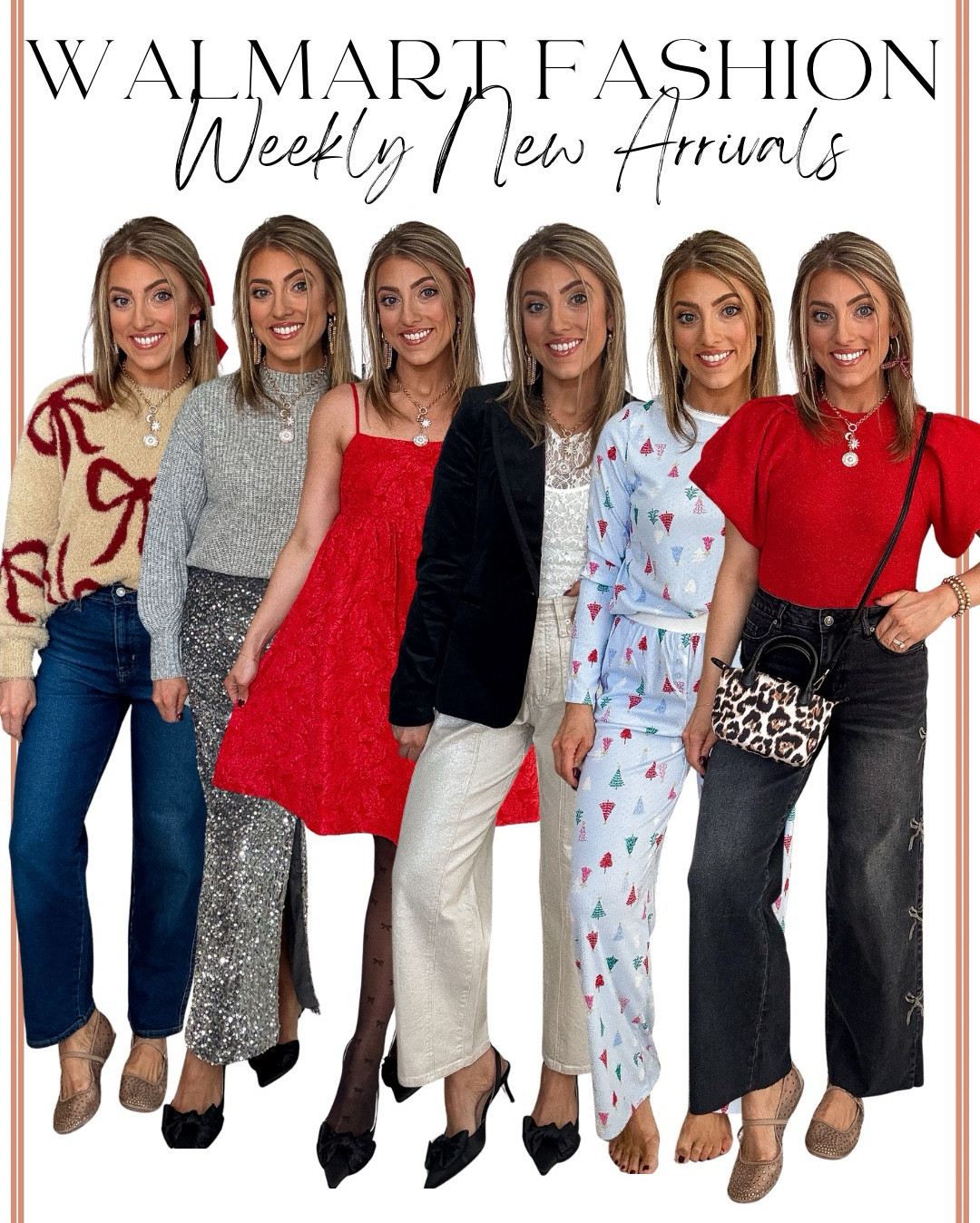 ✨🎉 Walmart new arrivals this week 🎉✨
This week’s drop is FULL of amazing new pieces—think cozy sweaters, festive skirts, elevated layers, holiday dresses, chic jeans, party-ready sparkle, and the cutest winter accessories. From bold pops of color to the softest neutrals, there is something for every occasion from now through Christmas! 💖🎄

I styled multiple head-to-toe Walmart outfits so you can see everything from rack to reality—holiday parties, family photos, school events, cozy nights in, and everything in between. The quality is incredible, the prices are unbeatable, and these pieces are truly some of my FAVORITES of the season!


#WalmartFashion #WalmartFinds #WalmartStyle #AffordableFashion #HolidayOutfits #ChristmasStyle #WinterFashion #LTKStyle #LTKFinds #FashionReels #AffordableStyle #HolidayWardrobe #FestiveFashion #OutfitInspo #RackToReality

#LTKHoliday