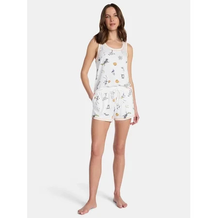 Halloween Women's Hacci Knit Tank Top and Shorts Pajama Set from Way to Celebrate, 2-Piece, Sizes XS-3X | Walmart (US)