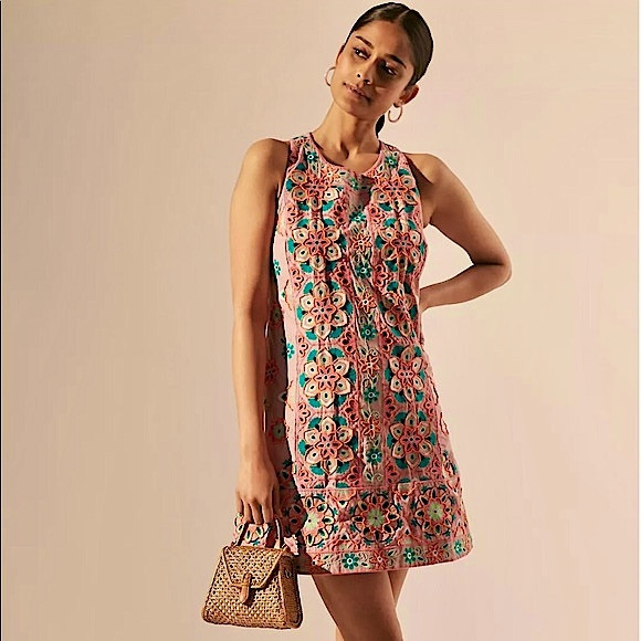 Anthropologie Beaded Embroidered Swing Mini Dress Size 0 | Poshmark