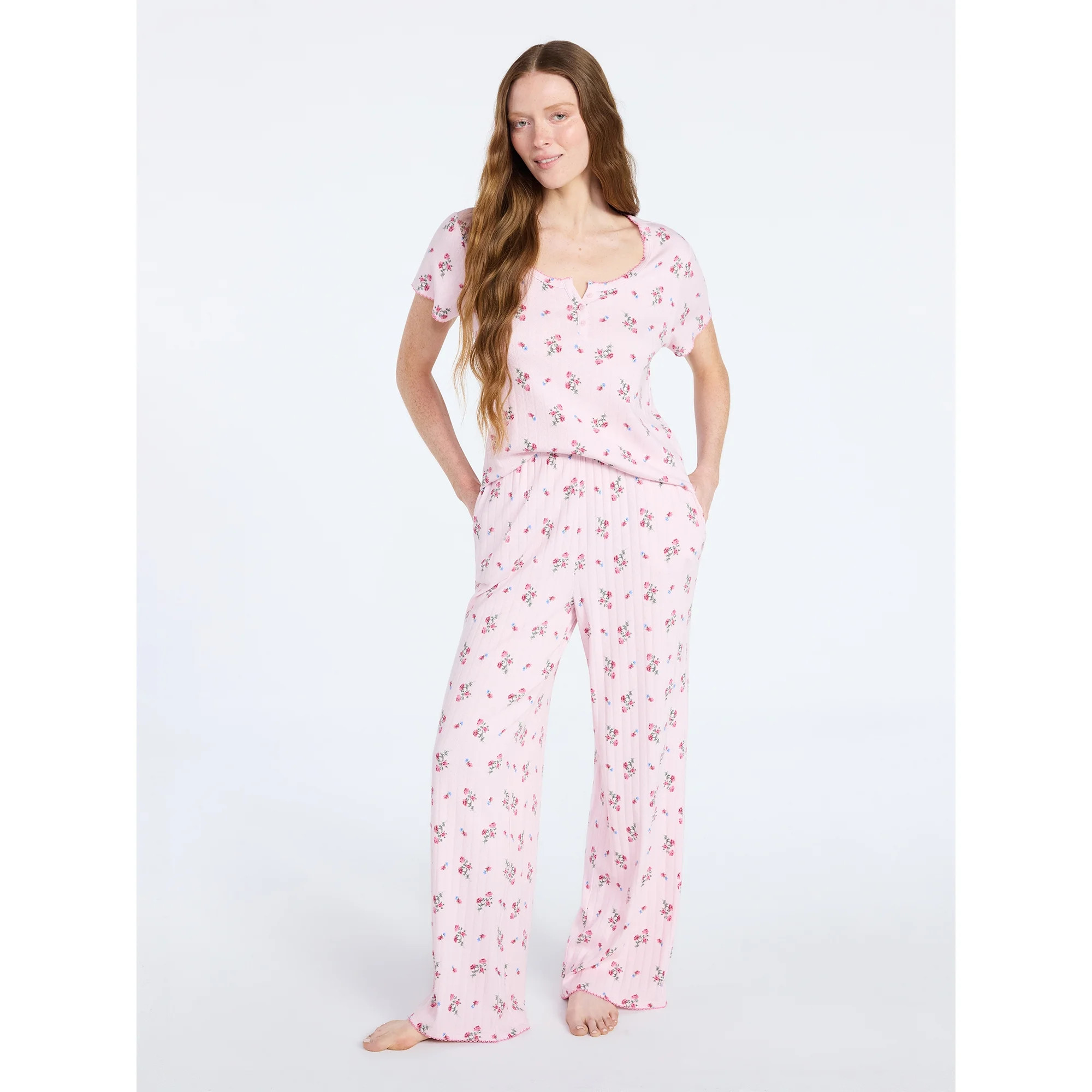 Joyspun Women’s Pointelle Knit Sleepwear Pants, 30'' Inseam, Sizes XS-3X | Walmart (US)