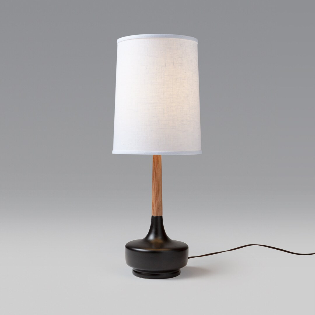 Mid Century Table Lamp Ceramic & Oak — Brooke Cherry Grove - Etsy | Etsy (US)
