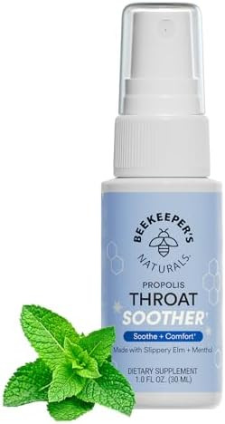 Propolis Throat Soother by Beekeeper's Naturals – Maximum Throat Relief w/ Menthol, Slippery El... | Amazon (US)