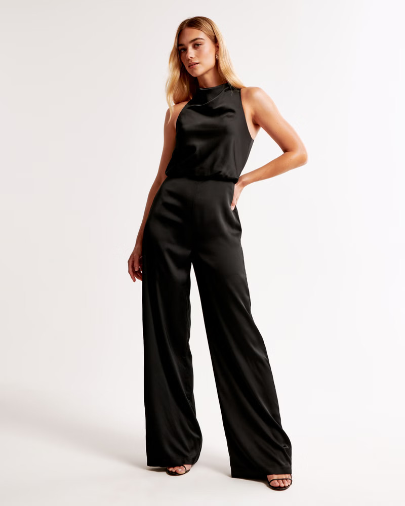 High-Neck Draped Jumpsuit | Abercrombie & Fitch (US)