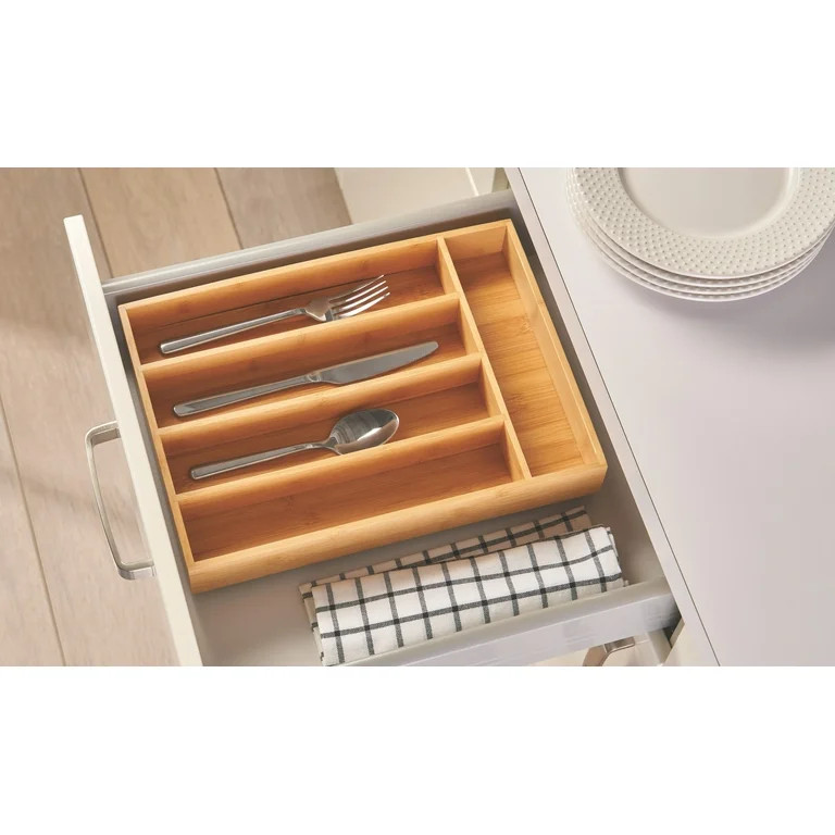 Better Homes & Gardens Natural Bamboo Silverware Organizer, 13.98 x 10.04 x 1.97 Inch - Walmart.c... | Walmart (US)