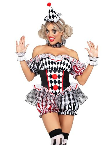 Leg Avenue Womens Darling Harlequin Sexy Clown Costume With Clown Hat Headband, XS, Multicolor | Amazon (US)