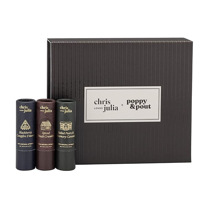 Jumbo Lip Balm Gift Set (Chris Loves Julia Trio) | Poppy & Pout All Natural Lip Balms & Moisturiz... | Amazon (US)