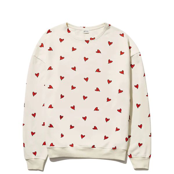 The Oversized All Over Heart Sweatshirt - Cream | KULE (US)