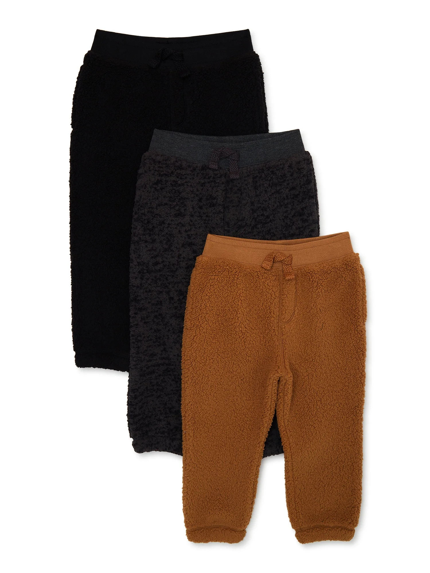 Garanimals Baby and Toddler Boy Faux Sherpa Jogger Pants, 3-Pack, Sizes 12M-5T - Walmart.com | Walmart (US)