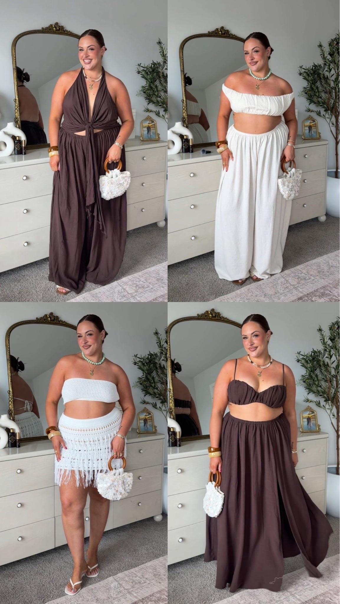 Wearing a large in the pants & maxi skirt & xl top & two piece mini skirt set!