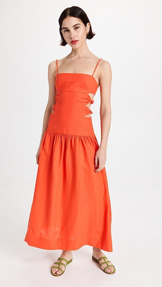 Orange Cut Out Midi Dress | Shopbop