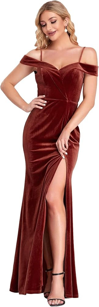 Ever-Pretty Women's Retro V-Neck Open Back Velvet Bodycon Long Formal Dresses 50163 | Amazon (US)