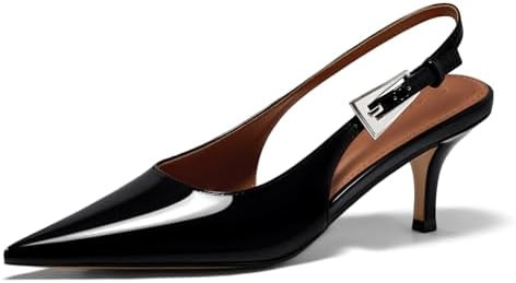 Coutgo Womens Slingback Heels Kitten Low Heel Dress Shoes Closed Pointed Toe Buckle Pumps Work We... | Amazon (US)