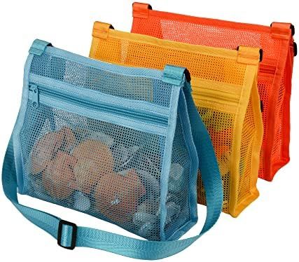 MUYIZI Beach Mesh Bag Beach Shell Bags for Holding Beach Shell ,Toys (Blue&Yellow&Orange 3pack) S... | Amazon (US)